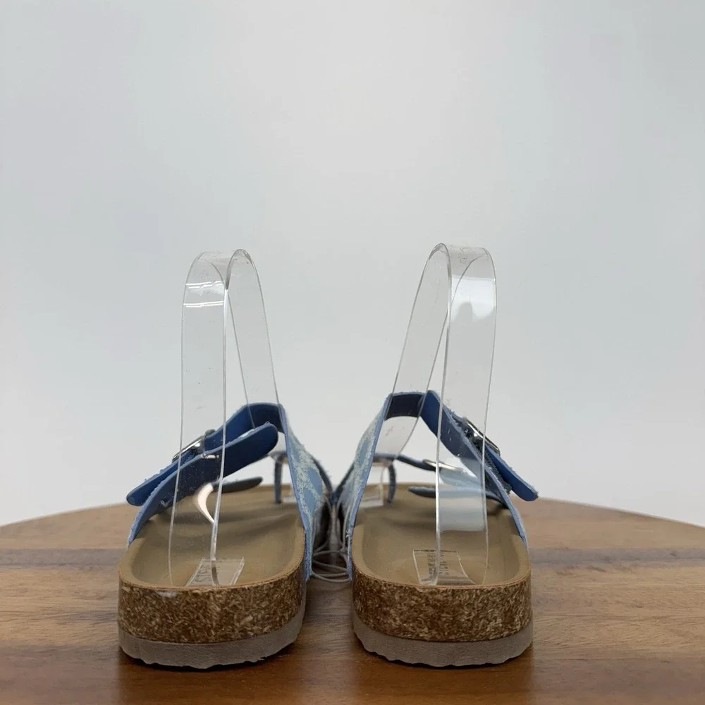 New Big Kids‎ Girls Steve Madden Beached Denim Strappy Slides Sandals Size 2